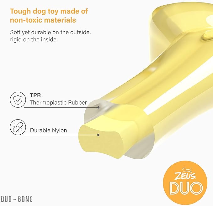 Zeus Duo Bone Chew Toy Coconut Flavour - Yellow