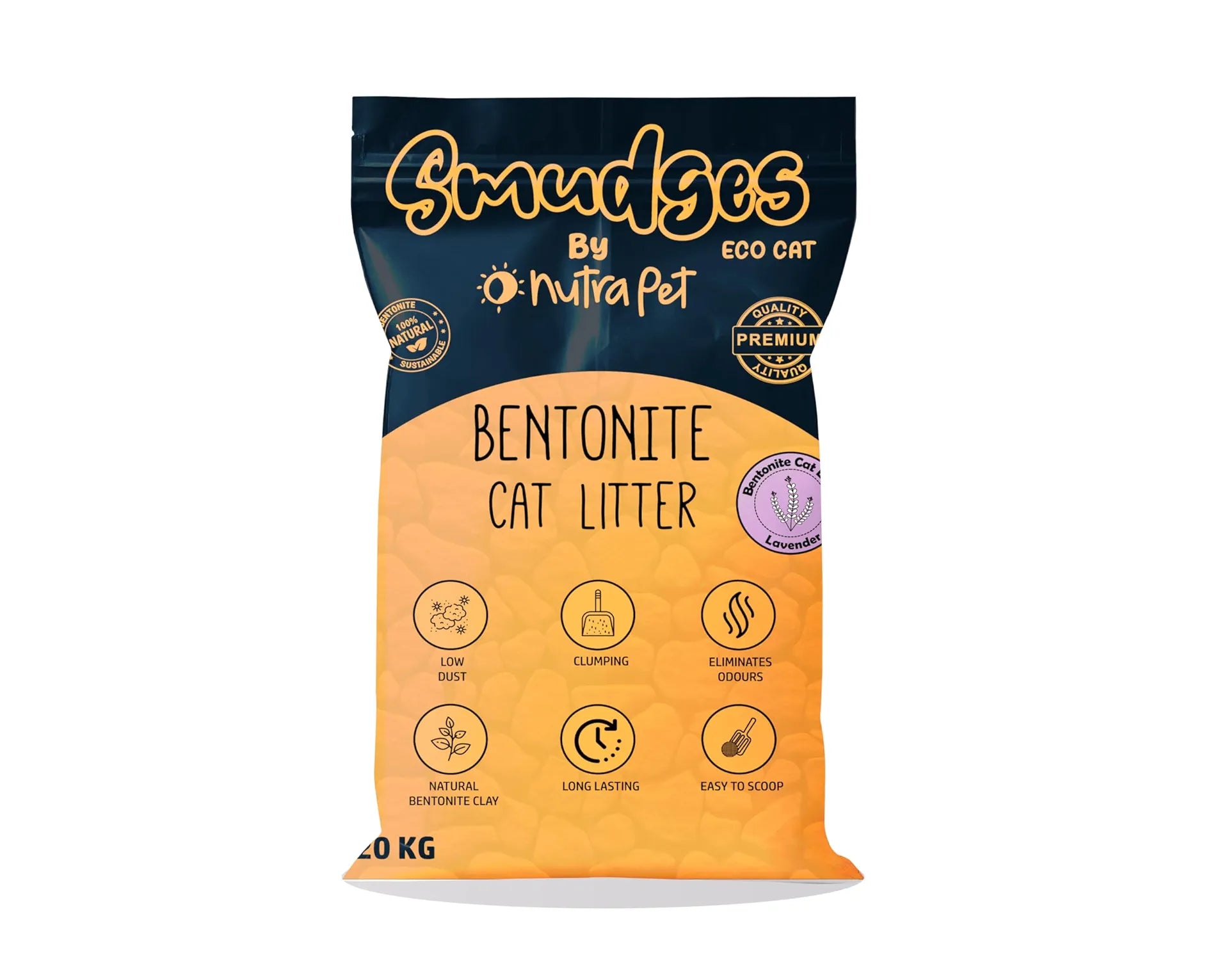 Smudges Eco cat Bentonite Clumping Cat Litter Lavender Scented 20kg