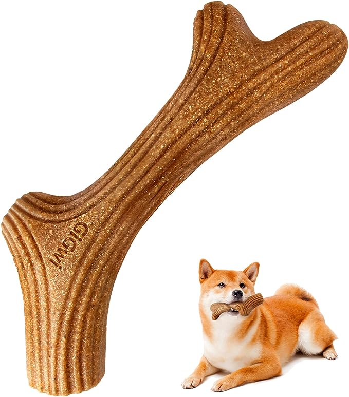 Gigwi Dog Chew Wooden Antler With Natural Wood and Synthetic Material