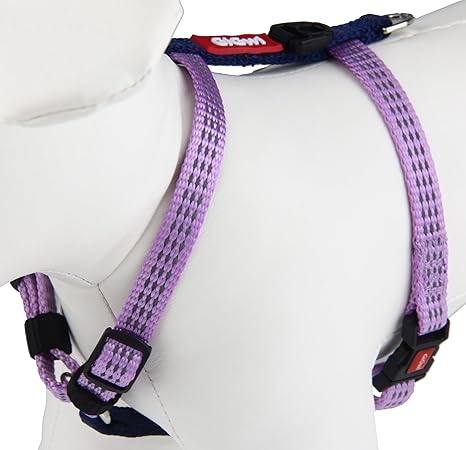 Gigwi Classic Line Secure H-Harness Reflective Material Breathable & Lightweight Harness For Dogs 10mmx20-40cm Purple (Small)