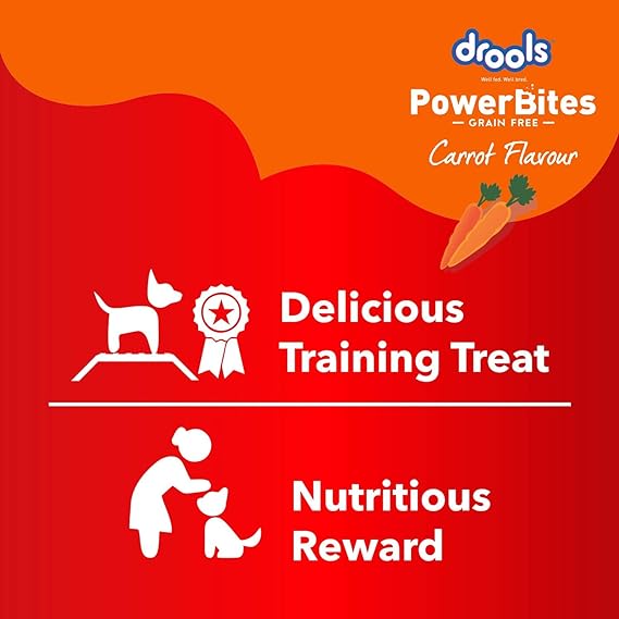 Drools Power Bites Carrot Flavor With Real Chicken Grain Free Treat For Dogs 135gm (Pack of 3)
