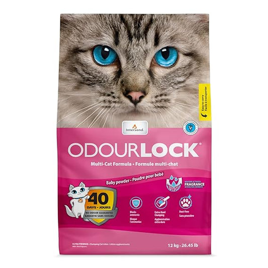 Intersand Odourlock Bentonite Advance Cat Litter Clumpable & Easily Scoopable Baby Powder 12 Kg