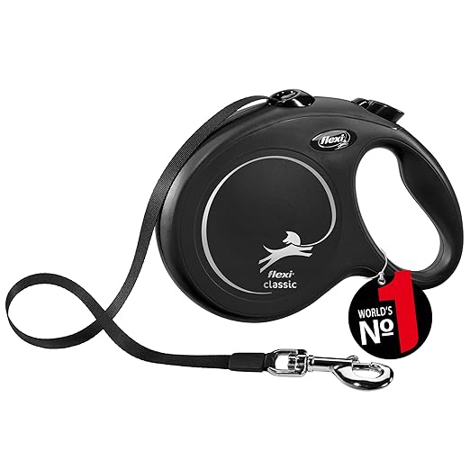 Flexi New Classic Retractable Dog Leash Black 8m Large