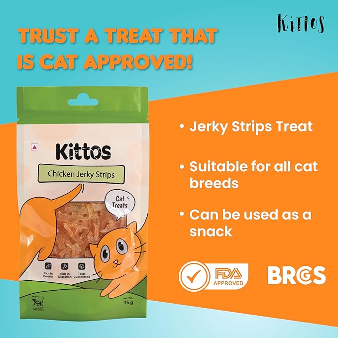 Kittos Chicken Jerky Strips Cat Treats 35g