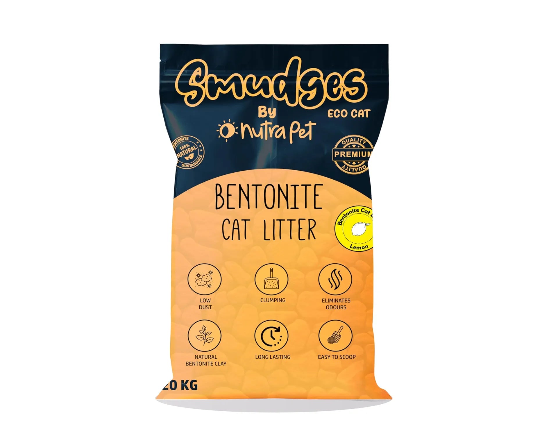Smudges Eco cat Bentonite Clumping Cat Litter Lemon Scented 20kg