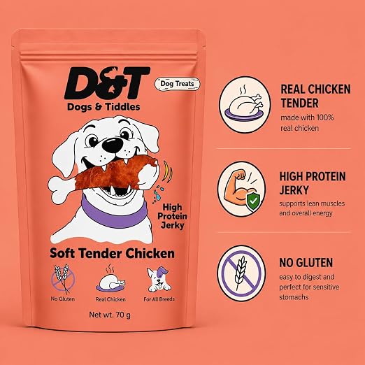 Dogs & Tiddles Soft Tender Chicken Gluten Free Dog Treats 70g