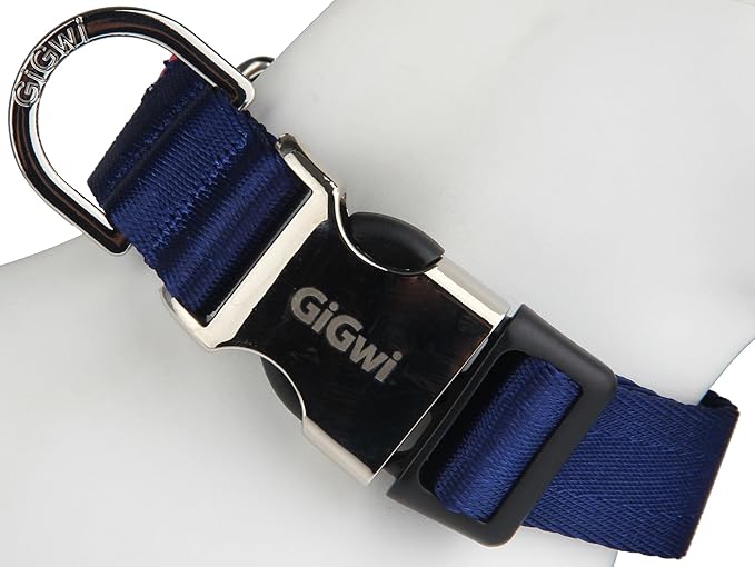 Gigwi Premium Line Reflective Strap with Sturdy Metal Buckle Dog Collar Adjustable Neck Size 48-70cm Blue (X-L)