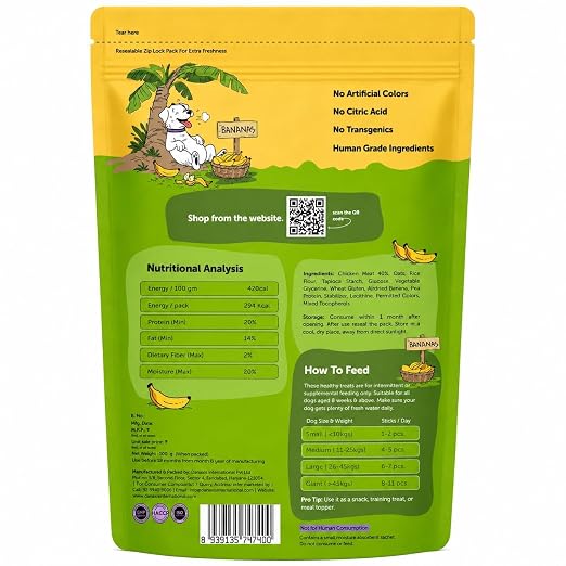Dogs & Tiddles Soft and Chewy Chicken & Banana Dog Treats 100g
