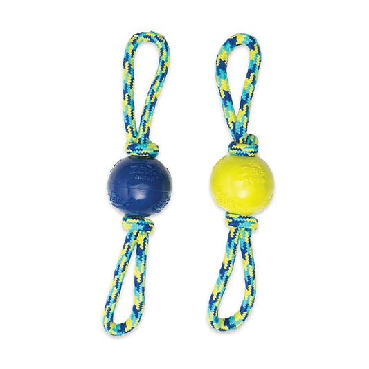 Zeus TPR & Rope Ball Tug with 2 Hand Loops 7.5cm x 40cm Assorted