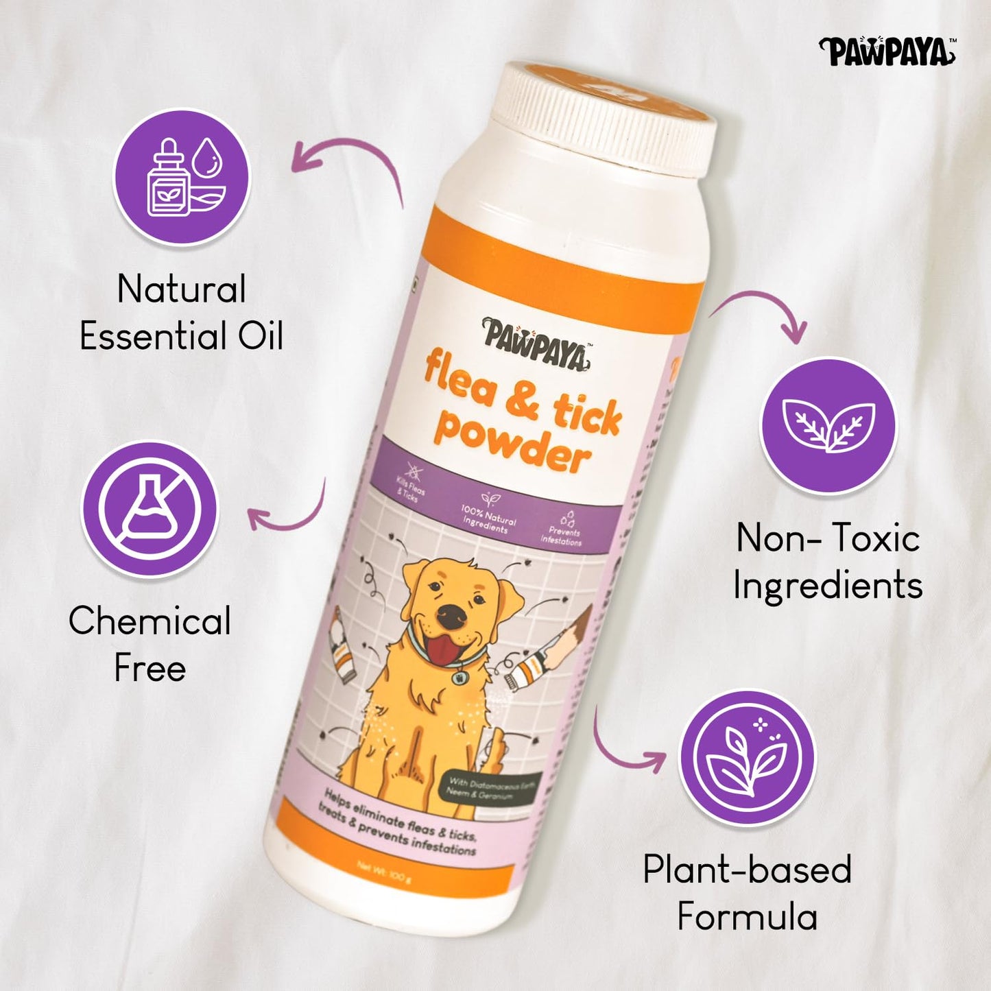 Pawpaya Flea and Tick Powder for Dogs 100g