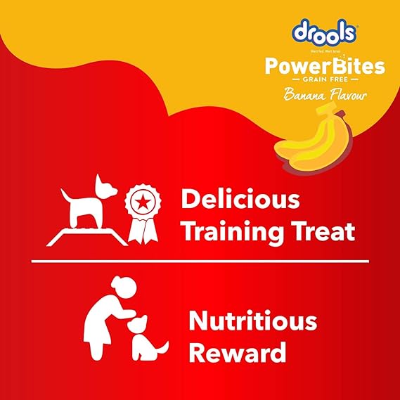 Drools Power Bites Banana Flavour With Real Chicken Grain Free Treat For Dogs 135gm (Pack of 3)