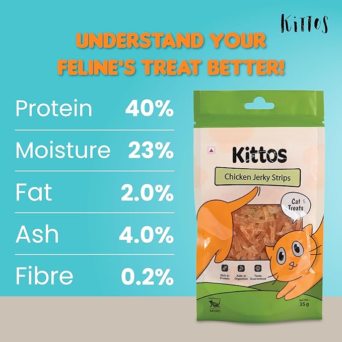 Kittos Chicken Jerky Strips Cat Treats 35g