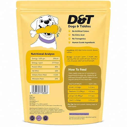 Dogs & Tiddles Chicken Gizzards Gluten Free Dog Treats 70g