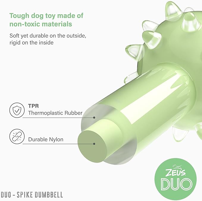 Zeus Duo Spike Dumbbell Chew Toy Mint Flavour - Green