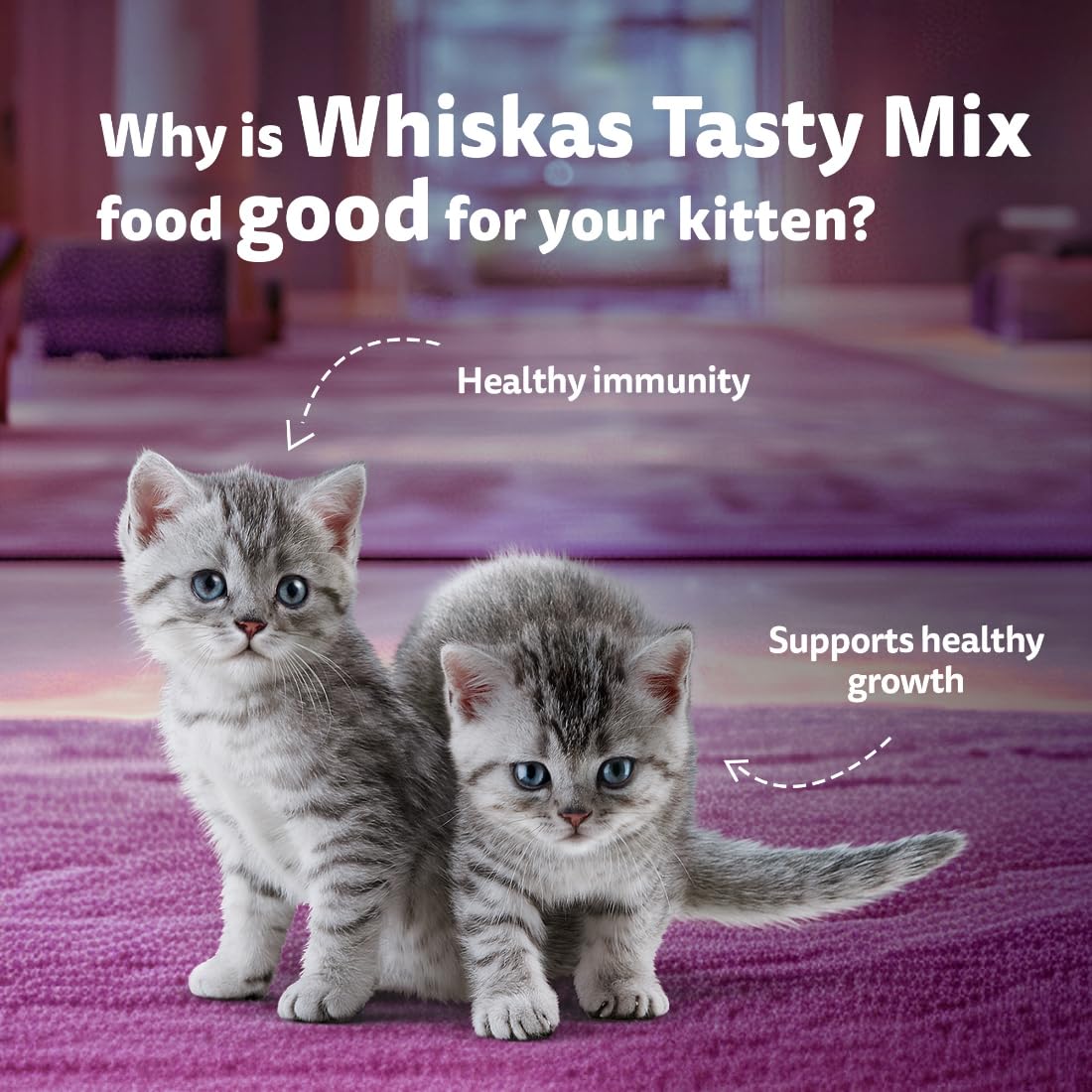 Whiskas Tasty Mix Seafood Cocktail With Carrot In Gravy Wet Food For Junior (2-12 Months) Kitten 70gm