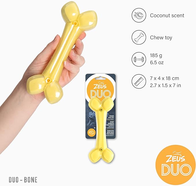 Zeus Duo Bone Chew Toy Coconut Flavour - Yellow