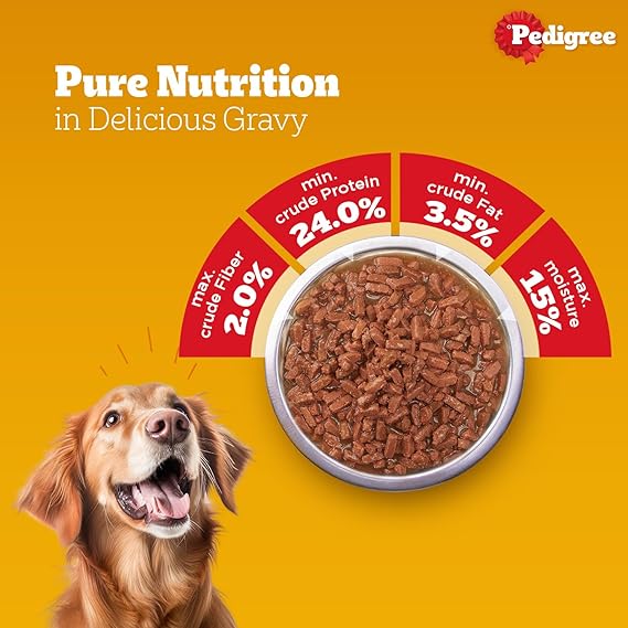 Pedigree Adult Wet Dog Food Chicken & Liver Chunks in Gravy 70gx7=490g