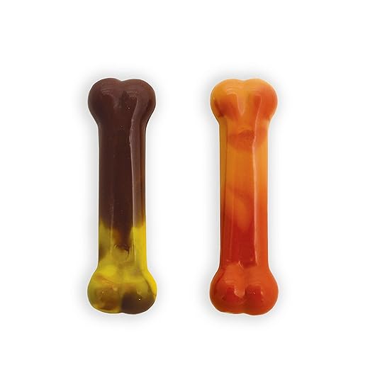 Nylabone Power Chew Flavour Frenzy Bone Twin Pack  Bacon Cheeseburger Flavor & Apple Pie Up to 11kg 11.43cm x 2.54cm x 4.44cm