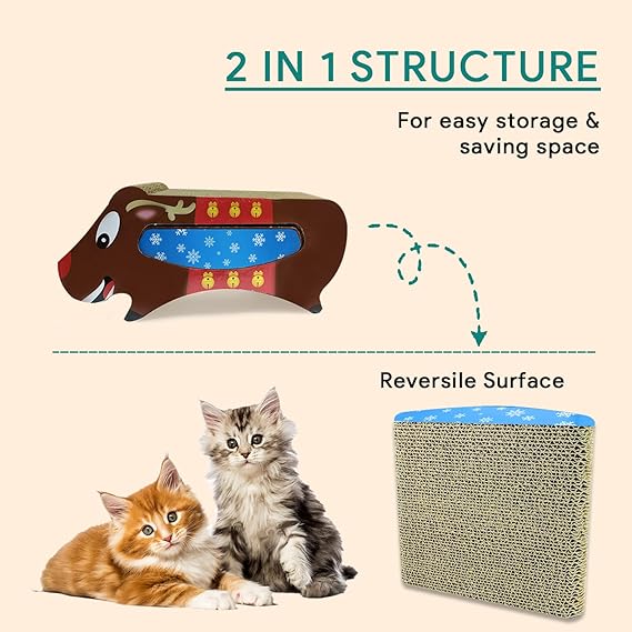 Tails Nation Cat Cardboard Scratcher Reindeer 44cmx20cmx20cm