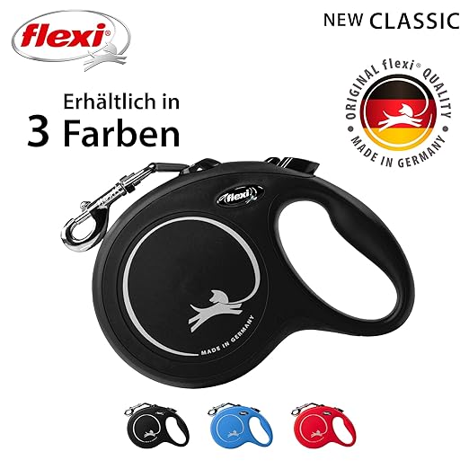 Flexi New Classic Retractable Dog Leash Black 8m Large