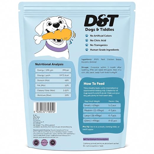 Dogs & Tiddles Soft Chicken Breast Gluten Free Dog Treats 70g