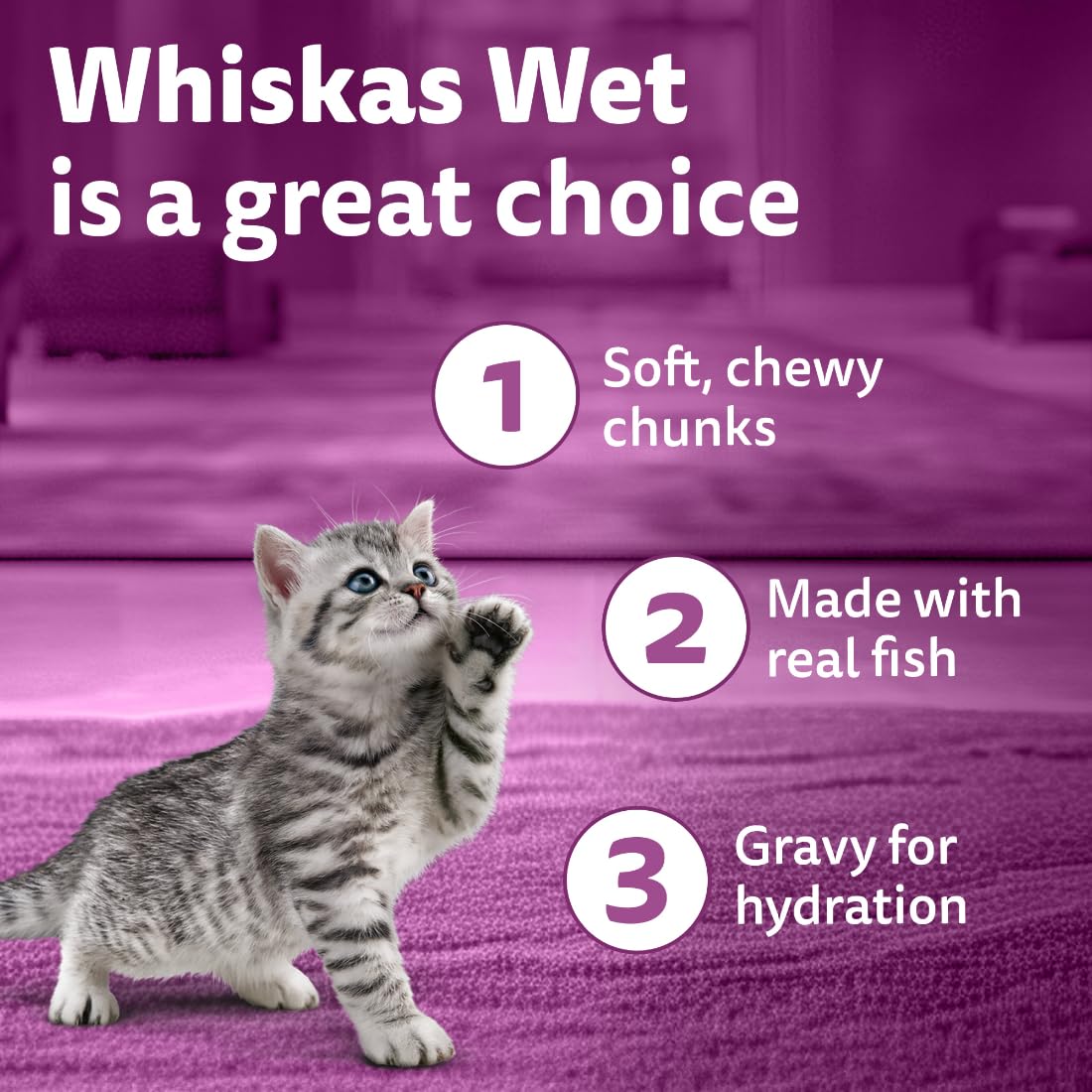 Whiskas Tasty Mix Seafood Cocktail With Carrot In Gravy Wet Food For Junior (2-12 Months) Kitten 70gm