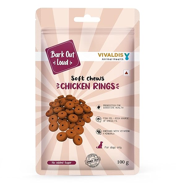 Vivaldis Bark Out Loud Soft Chew Chicken Rings Treat For Dog 100g