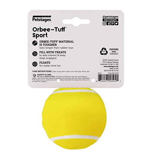 Petstages Orbee Tuff Tennis Treat Dispenser Ball Yellow Dog Toy 2.5inch