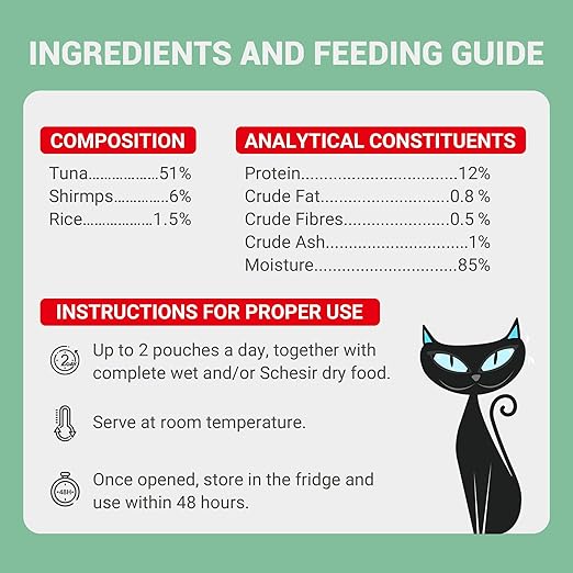 Schesir Complete Nutrition Tuna with Shrimp Tuna in Jelly Wet Cat Food For Adult Cats 85g