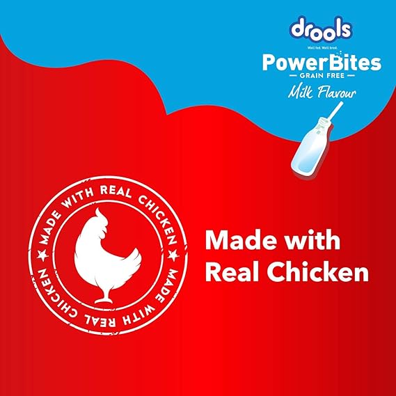 Drools Power Bites Milk Flavor With Real Chicken Grain Free Treat For Dogs 135gm (Pack of 3)