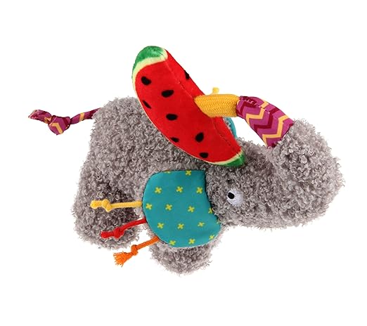 Gigwi Plush Friendz Elephant with Watermelon Squeaker Dog Toy Medium