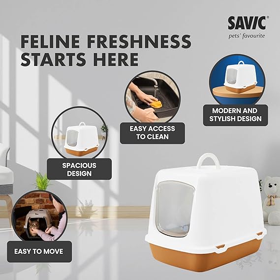 Savic Oscar Toilet Home | White Nordic Brown | Size: 50x38x30cm