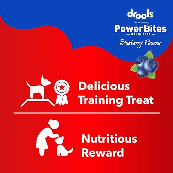 Drools Power Bites Blueberry Flavor With Real Chicken Grain Free Treat For Dogs 135gm (Pack of 3)