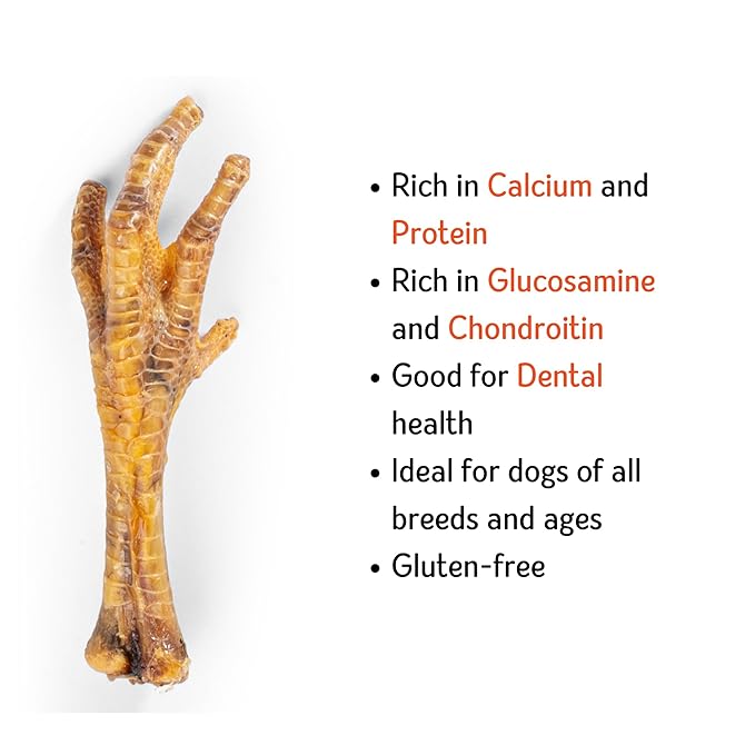 Nuts over Mutts Dehydrated Chicken Feet for Dental Hygiene and Joint Health Rich in Glucosamine/Chondroitin Treats For Dogs 10pcs