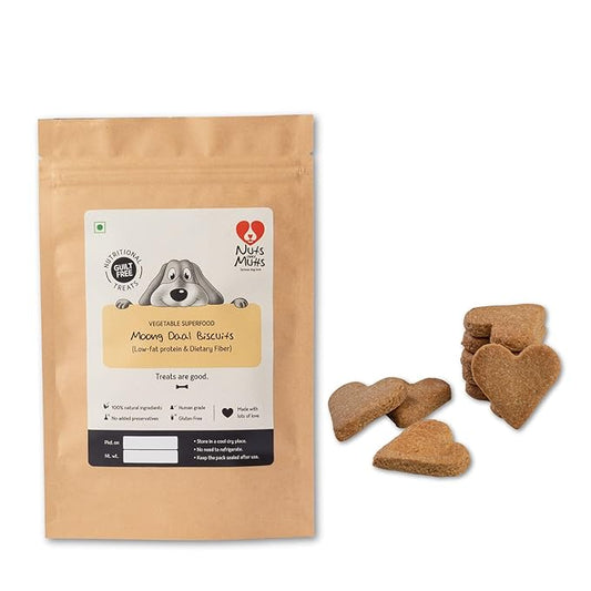 Nuts over Mutts Moong Daal Heartlets Gluten-Free Vegetarian Biscuits Treats for Dogs 200g