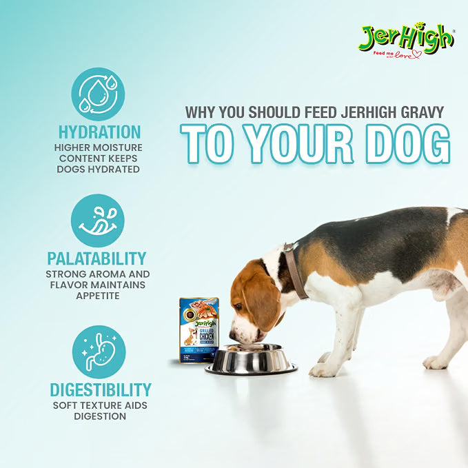 Jer High Chicken and Liver Chunks in Gravy Puppy Wet Food 120g