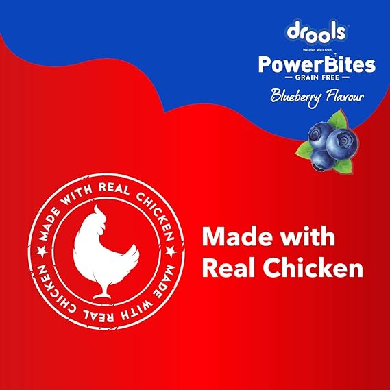 Drools Power Bites Blueberry Flavor With Real Chicken Grain Free Treat For Dogs 135gm (Pack of 3)