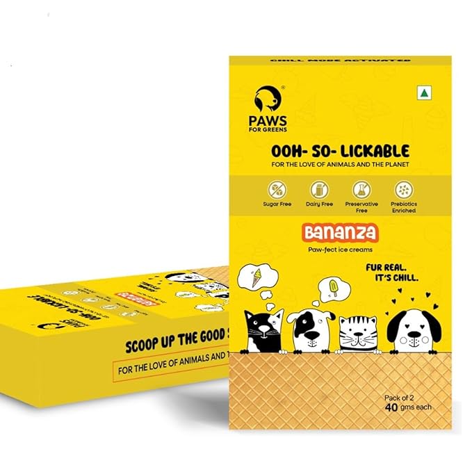 Paws For Greens Dog Ice Cream Premix 100% Natural Pet Treats Banana Pack of 2 40gm Each