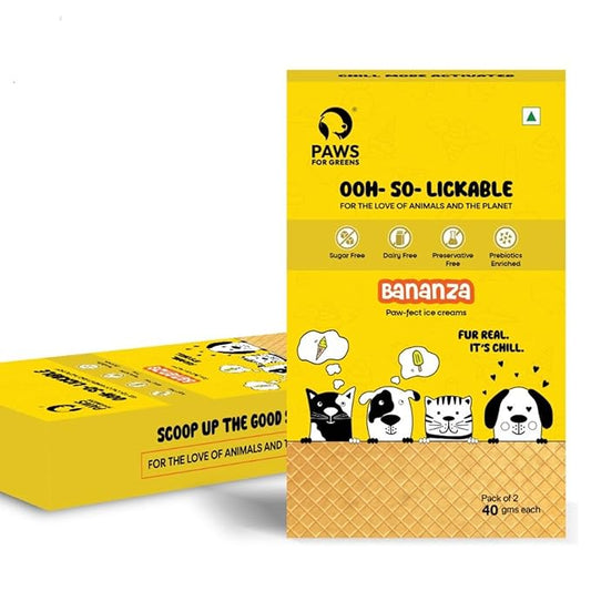 Paws For Greens Dog Ice Cream Premix 100% Natural Pet Treats Banana Pack of 2 40gm Each