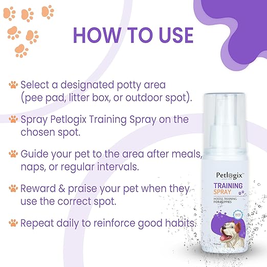 Petlogix Training Spray | Dog & Puppy Behavior Correction Spray | Housebreaking Spray for Dogs 100g