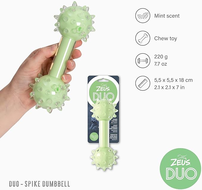 Zeus Duo Spike Dumbbell Chew Toy Mint Flavour - Green