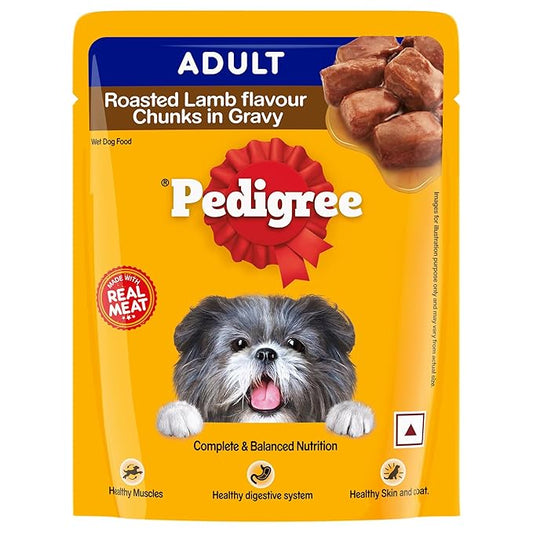 Pedigree Adult Roasted Lamb Flavor Chunks in Gravy 70g (Pack of 15)