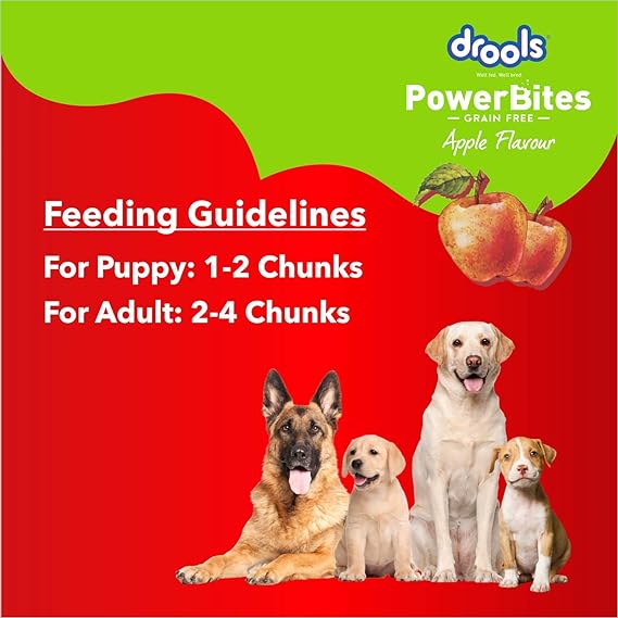 Drools Power Bites Apple Flavour With Real Chicken Grain Free Treat For Dogs 135gm (Pack of 3)