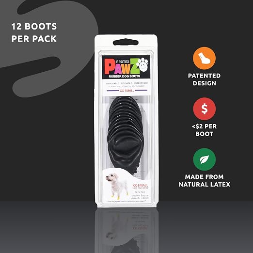 Pawz Protex Rubber Waterproof Dog Boots Black