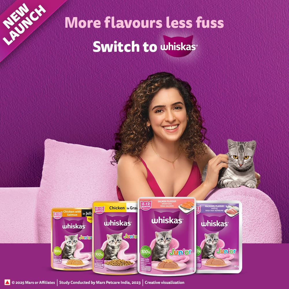 Whiskas Salmon Flavour Kitten 2-12 Months Wet Food 80g