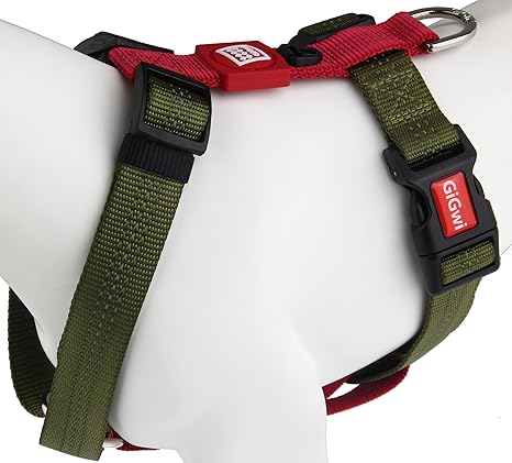 Gigwi Classic Line Secure H-Harness Reflective Material Breathable & Lightweight Harness For Dogs 25mmx58-98cm Olive Green (XL)