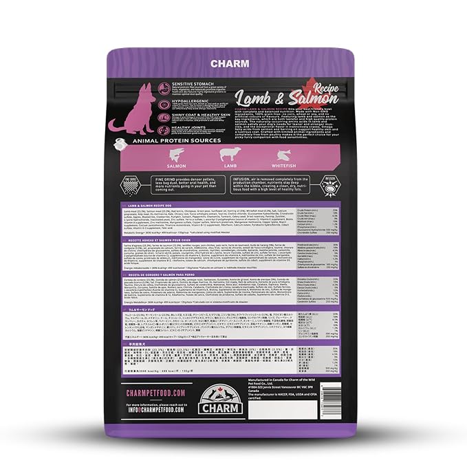 Charm Lamb and Salmon Recipe Grain Free Premium Dog Food For All Breed and Life Stages 340g
