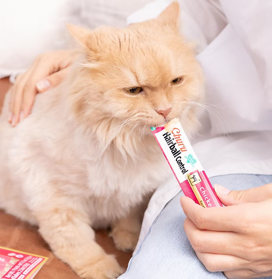 Inaba Churu Creamy  Hairball Control Chicken Recipe Grain Free Treat For Cats 14g x 4 Tubes