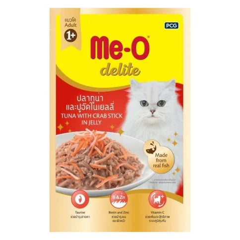 Me-O Delite Adult Tuna with Crab Stick in Jelly Wet Cat Food 70gm (Pack of 12)