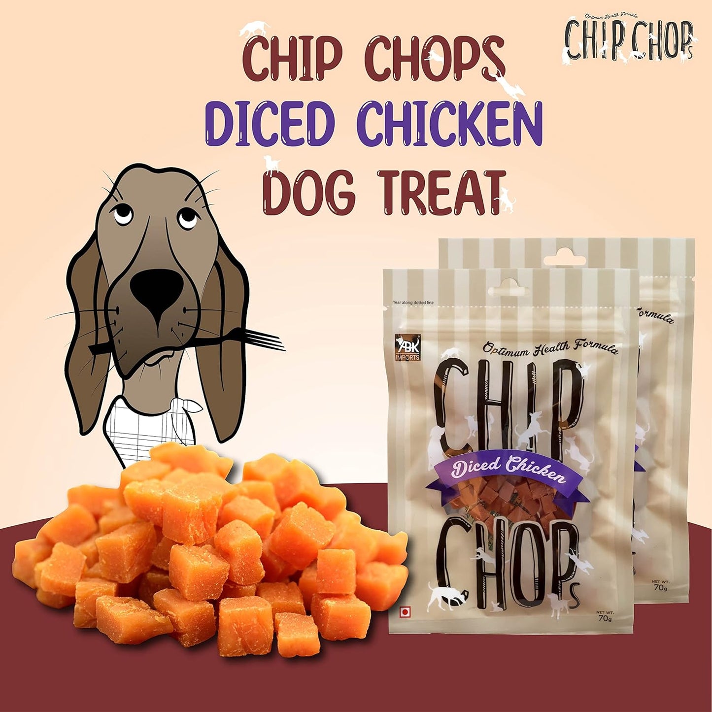 Chip Chops Diced Chicken Treats 70gm